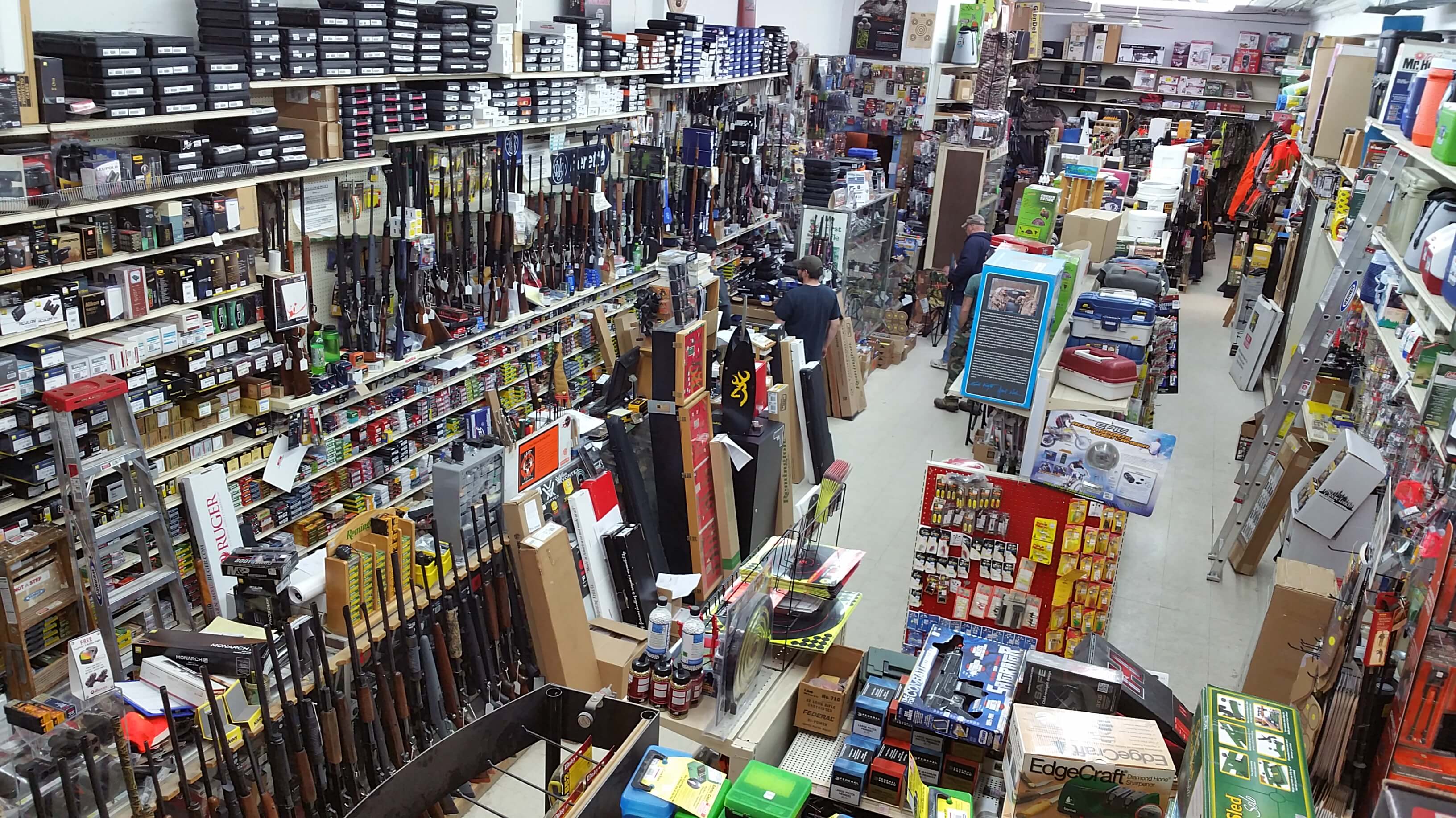 Sporting goods department of Moe's Hardware.